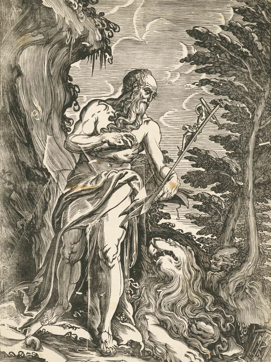 Giuseppe Scolari, „Hieronymus in der Wüste“, 1592–1607, Holzschnitt.