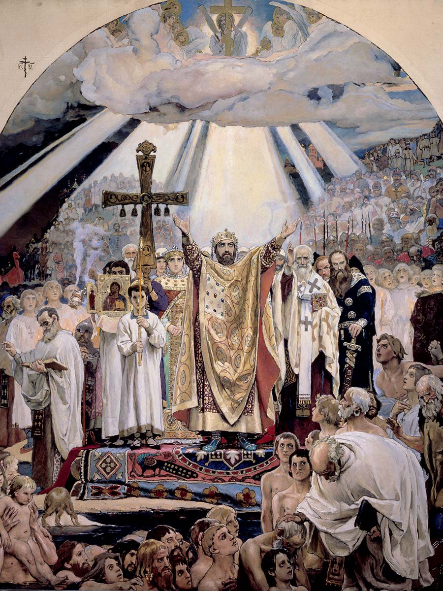 „Die Taufe Russlands“, Gemälde von Viktor M. Wasnezow, 1848 – 1926.