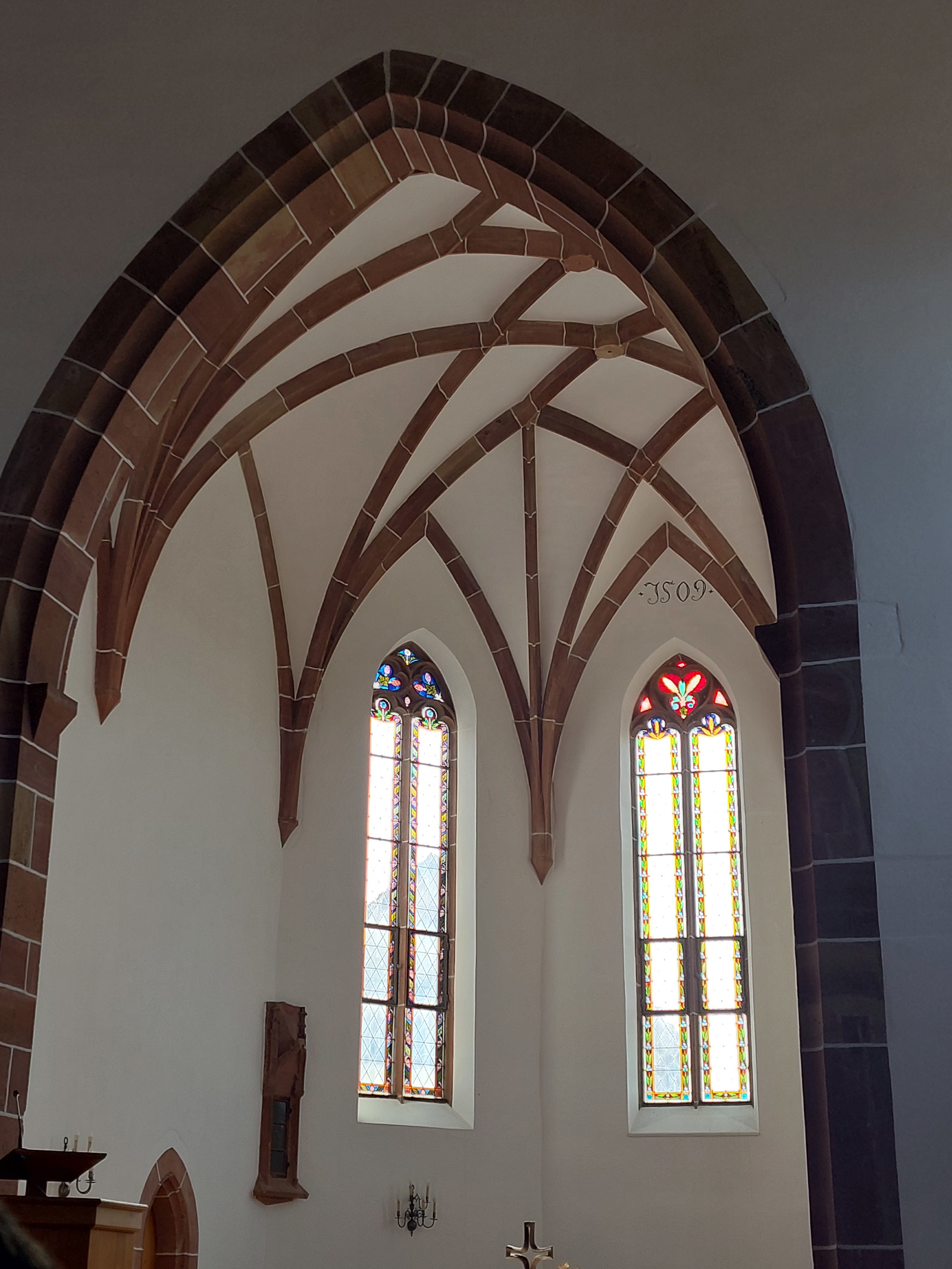 Morgenblick in die Kirche in Bettingen-St. Chrischona, Schweiz am 19. Juli 2023.