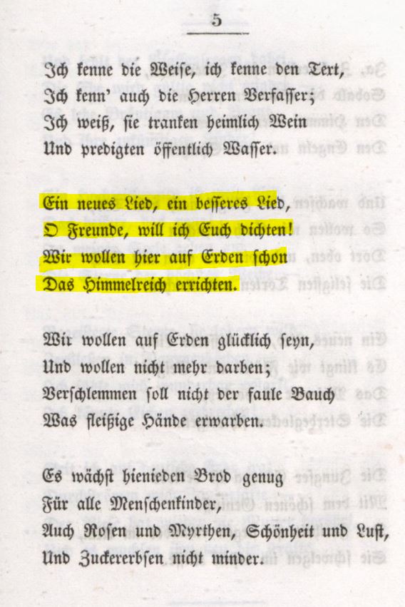 Ausschnitt aus Heinrich Heines Werk: Deutschland ein Wintermärchen (1844)