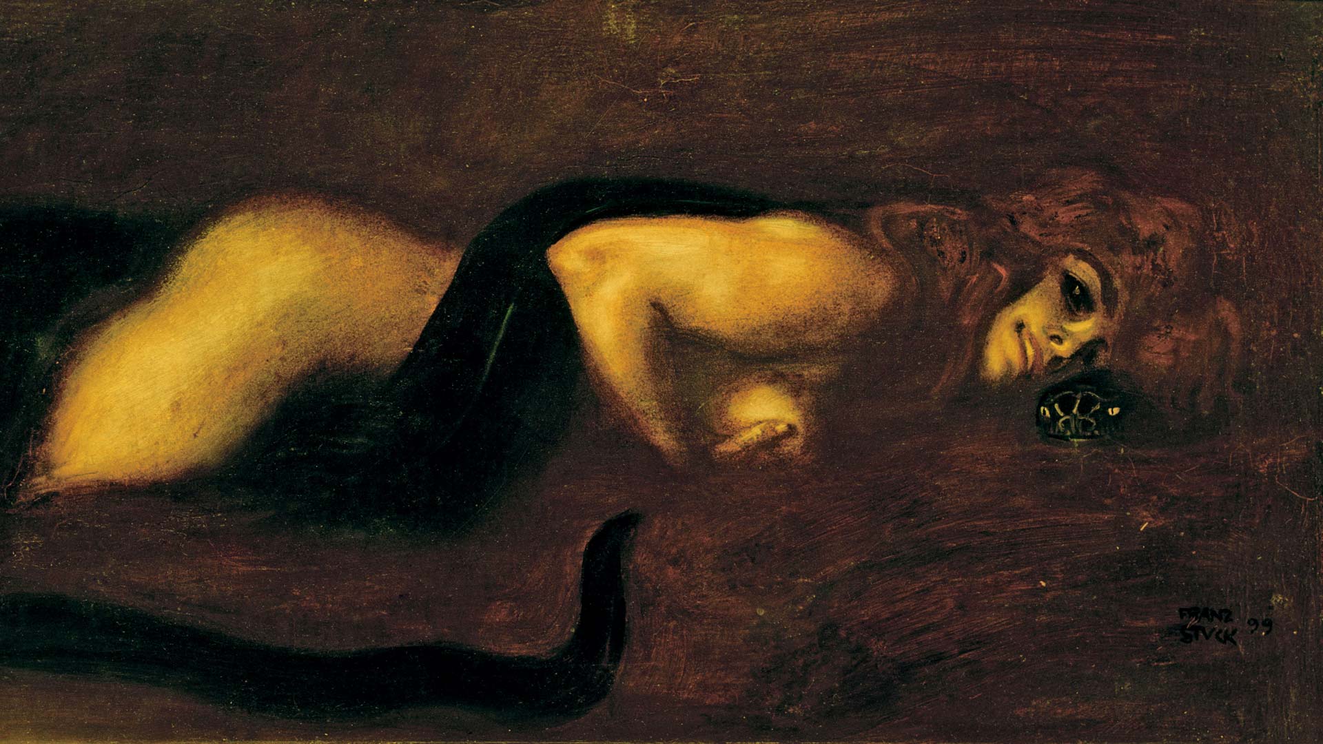 Ein Gemälde, das dem Symbolismus zugeordnet wird: Franz von Stuck (1863–1928), „Die Sünde“, 1894. Köln, Wallraf- Richartz-Museum.