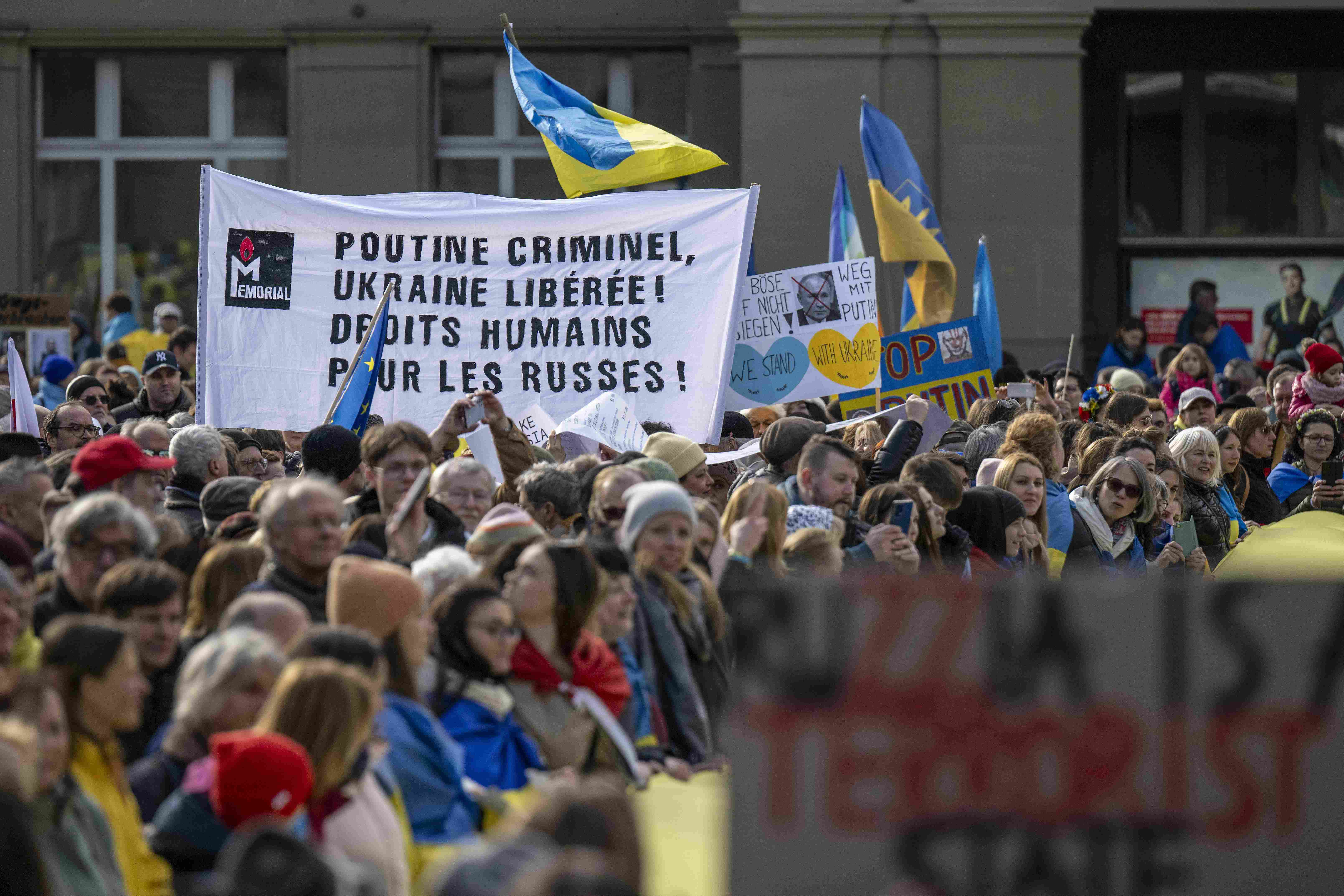 Demonstration gegen den russischen Krieg gegen die Ukraine, 24.2.2024 in Bern.
