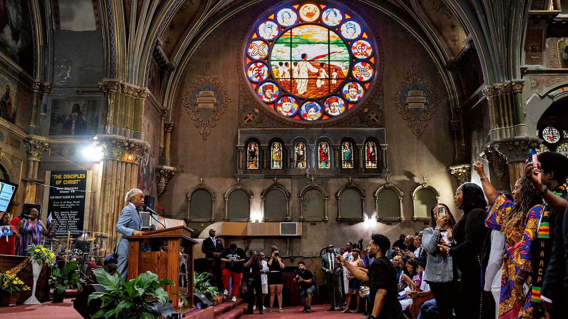 Versammlung in der New Mount Pilgrim Missionary Baptist Church in Chicago für Sonya Massey, eine 36-jährige Schwarze Frau, die bei einem Polizeieinsatz im Juli in ihrer Wohnung erschossen wurde.