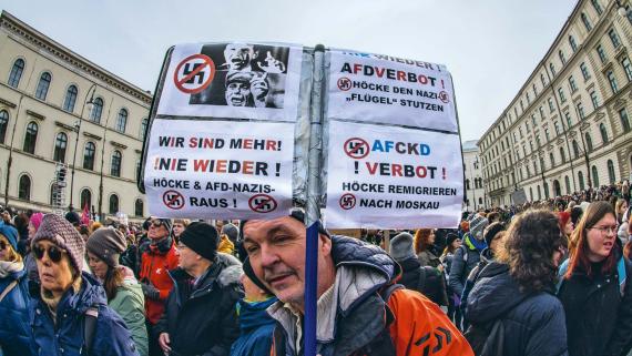 Demonstration gegen die AfD in München am 21. Januar 2024.