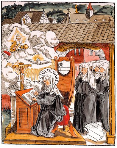 Inspiration der Hildegard, Holzschnitt, 1524. Foto: akg-images