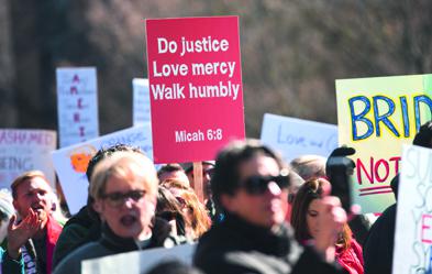 Demonstration gegen Trumps Einwanderungspolitik am 4. Februar in Atlanta.  Foto: dpa /Steve Eberhardt