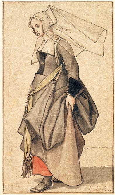 &quot;Junge Frau mit geschürztem Kleid&quot; (um 1532/35). Ein Gemälde von Hans Holbein dem Jüngeren. Foto: akg