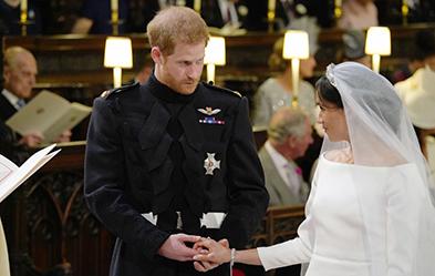 Die Hochzeit des vergangenen Jahres: Prinz Harry und Meghan Markle, Windsor Castle, 19. Mai 2018. Foto: dpa/ Jonathan Brady