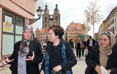 Muslimas aus dem Nahen Osten in Wittenberg – auf Einladung der ekd, April 2012. Foto: epd/ Rolf Zöllner