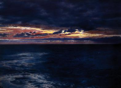 Sonnenuntergang über dem Meer. Foto, koloriert, um 1906. Foto: akg-images/Waldemar Abegg