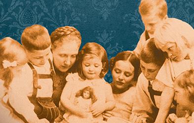 Die Kinder Bonhoeffer mit ihrer Mutter: Susanne in der Mitte mit Puppe und der weißblonde Dietrich rechts. Foto: Gütersloher Verlagshaus