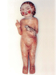 Christkind-Puppe der Margaretha Ebner (zugeschrieben), 28 cm hoch, Kloster Maria Medingen, um 1320.