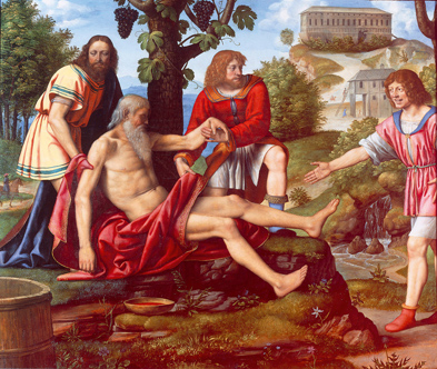 Der betrunkene Noah, wie ihn Luini Bernardino im 16. Jahrhundert malte. Foto: akg-images