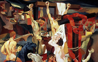 Das 1941 vollendete Gemälde La Crucifixon (Die Kreuzigung) des italienischen Malers Renato Guttuso (1911-1987). Foto: akg/ Joseph Mart