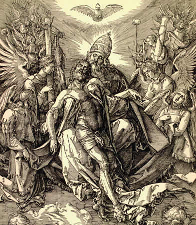 Der Gnadenstuhl. Holzstich von Albrecht Dürer. Foto: akg-images