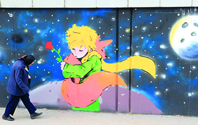 Noch immer beliebt: Der Kleine Prinz als Graffiti in Zagreb (Kroatien). Foto: dpa/ Patrik Macek